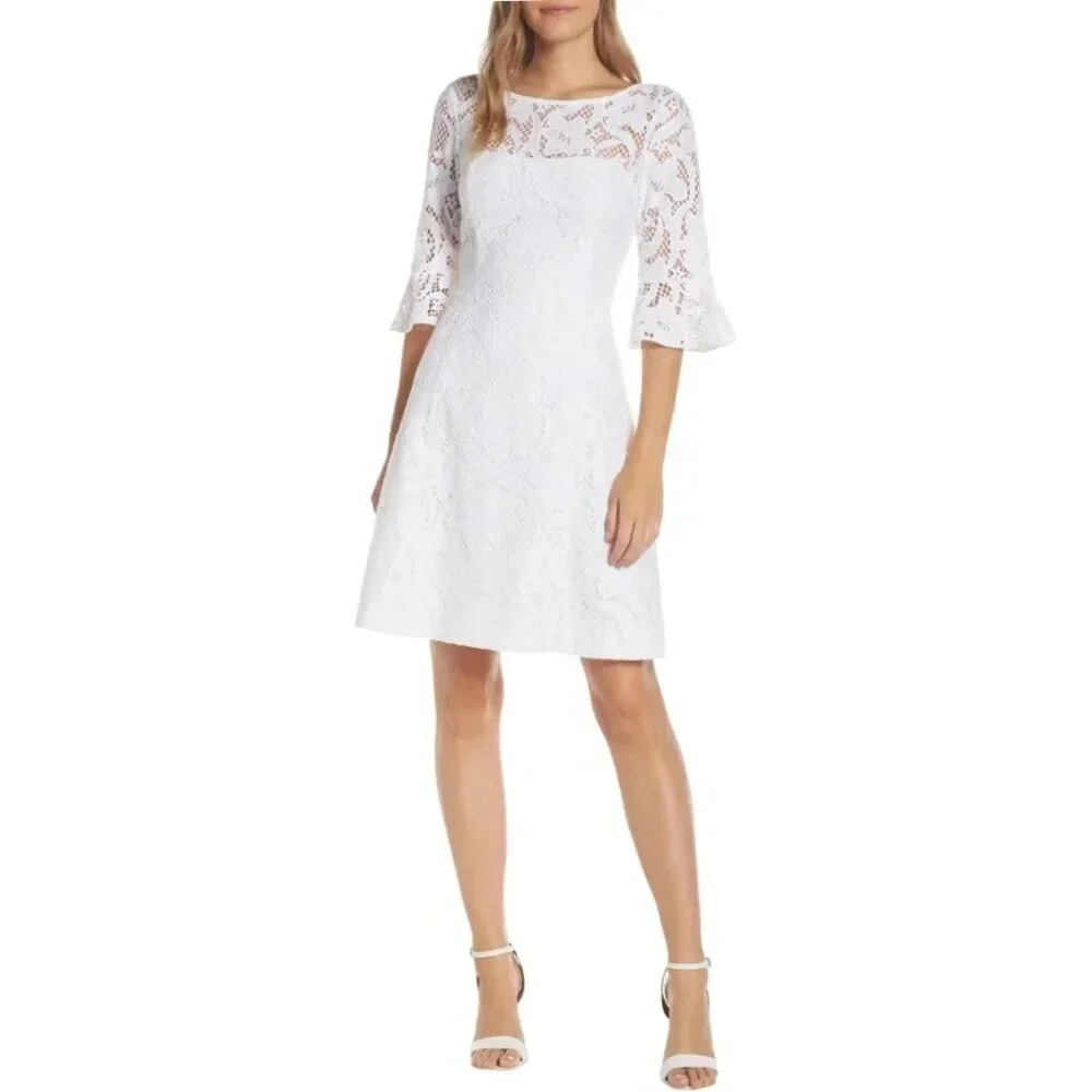 Lilly Pulitzer Allyson Lace Fit and Flare Short Dress Size 0 Bridal